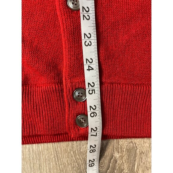 Cypress Links Red Long V Neck Buttoned Cardigan Golf Sweater Sz L - Picture 9 of 9